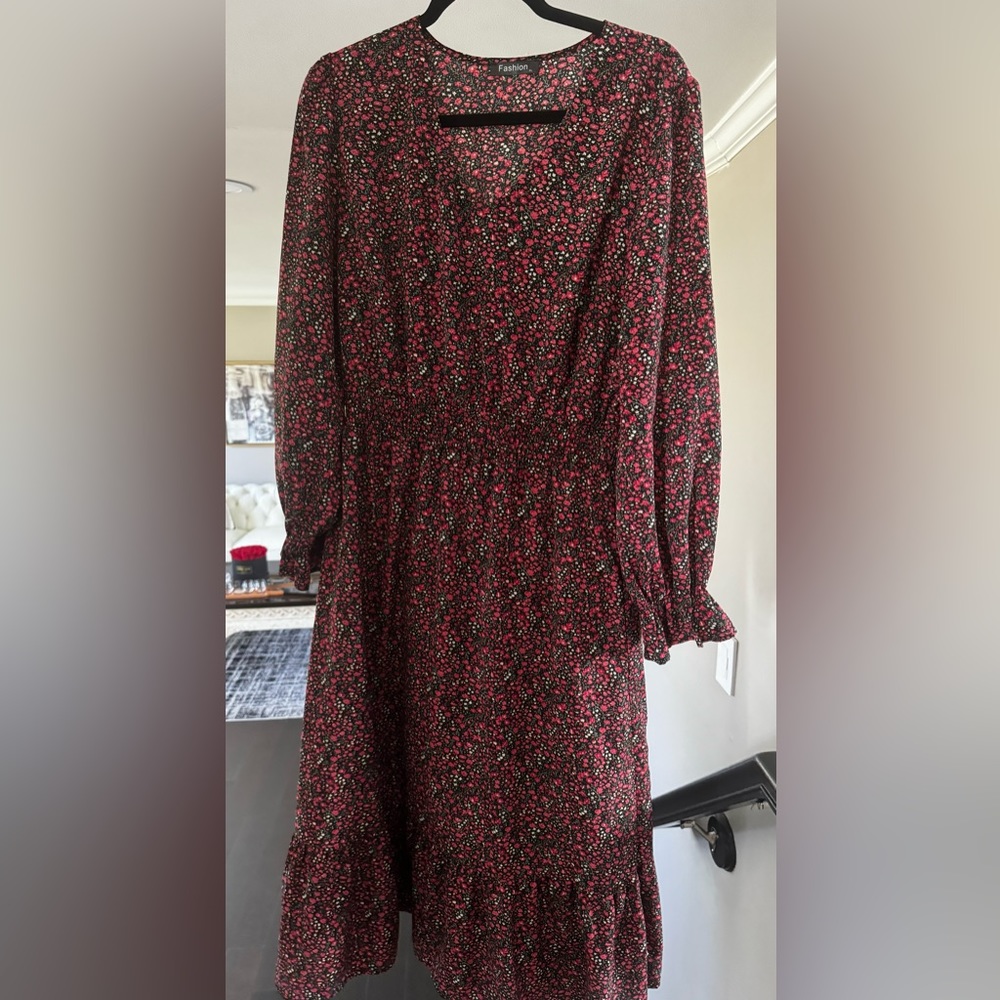 Womens Amazon Fashion Midi Smocked Waist Dress Size XL